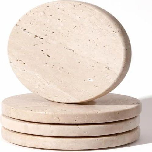 Round Beige Marble Coasters