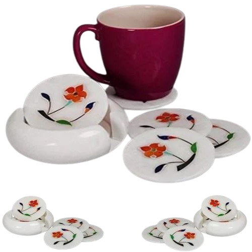 Round White Marble Tea Coaster