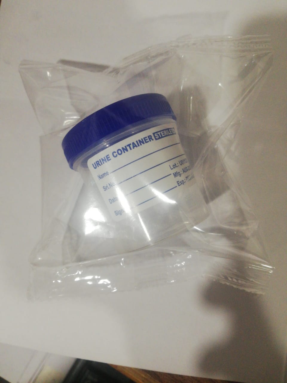 Urine Container Individual Pack - Color: Blue Cap