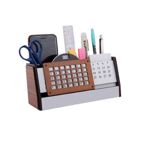 Mdf Brown Wooden Pen Stand