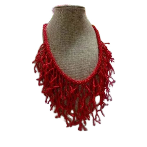 Red Beaded Handmade Necklace