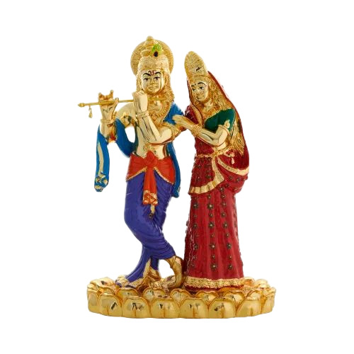 Silver Plated Radha Krishna Statue
