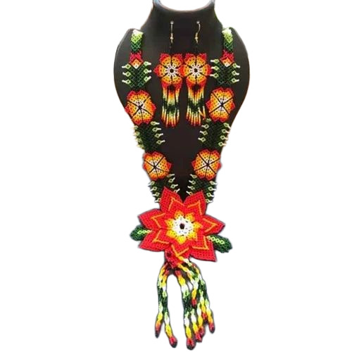 Stylish Print Beaded Necklace