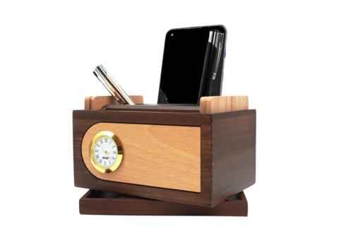 Wooden Pen Clock Branding Table Top Stand