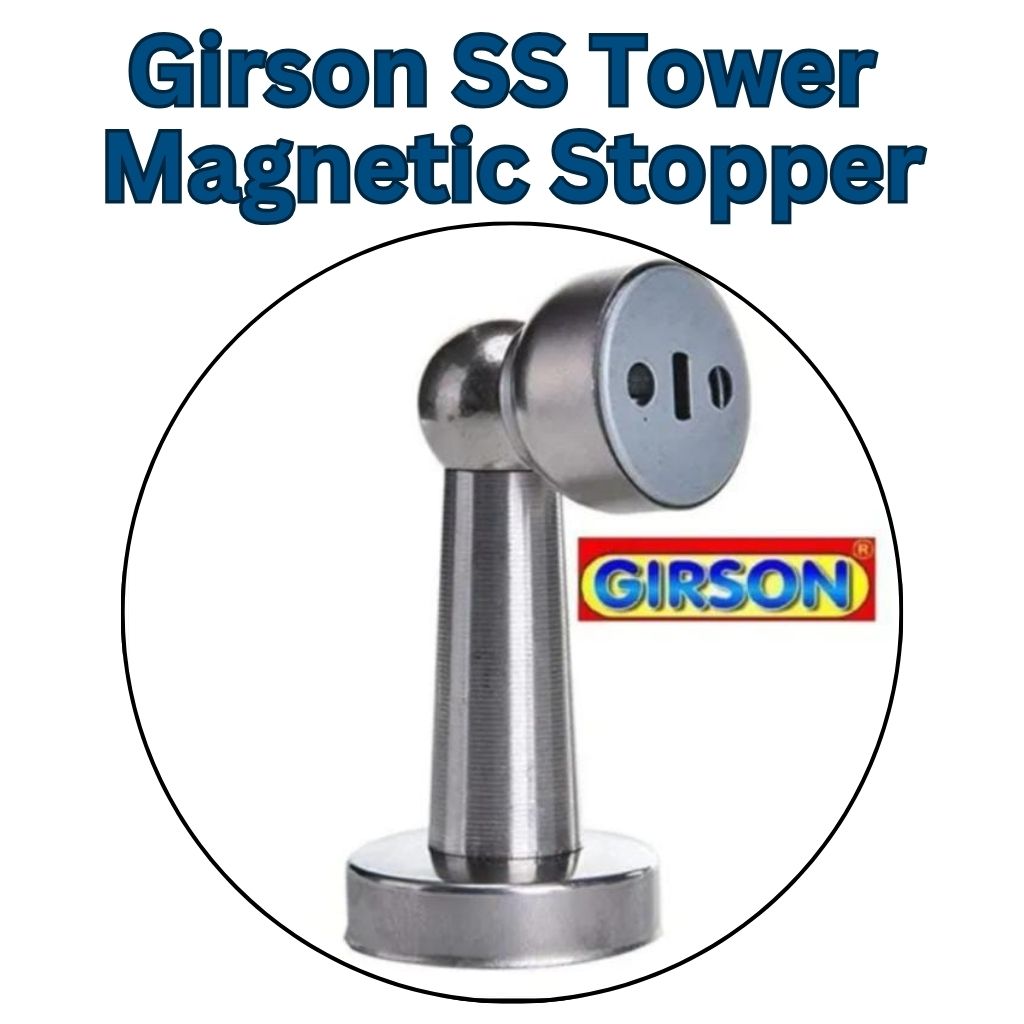 Girson Ss Magnetic Tower Shaped Door Stopper - Color: Grey