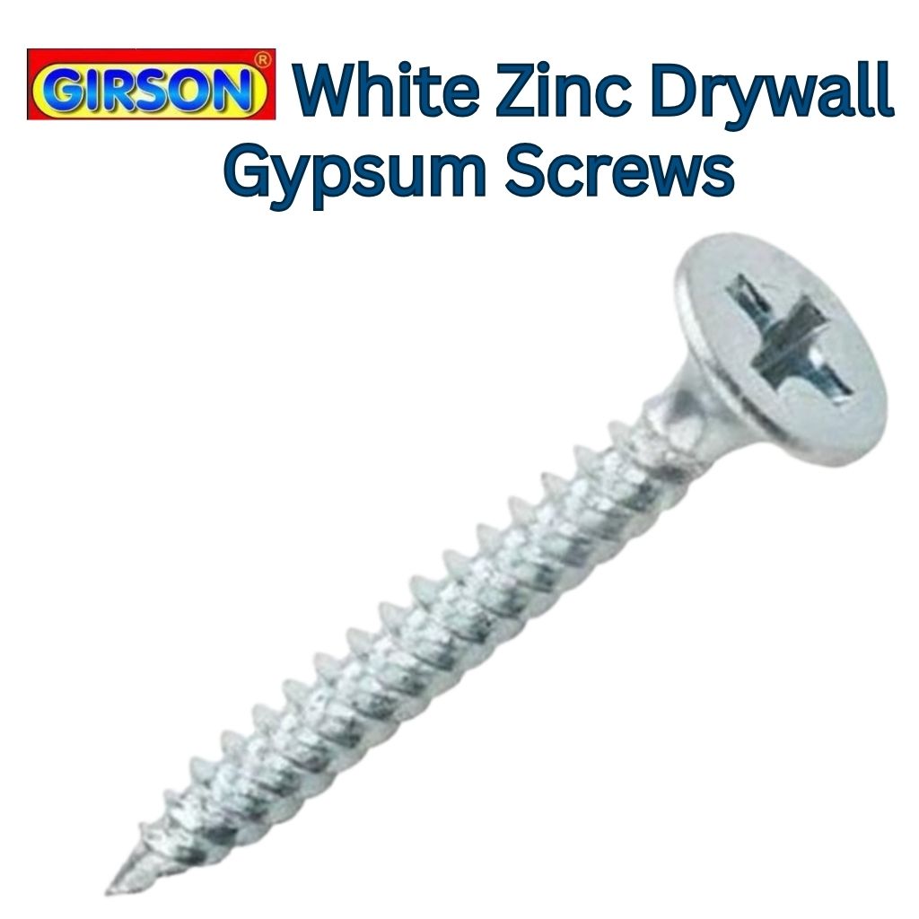 Girson White Zinc Gypsum Screws Pack of 1000 Pieces