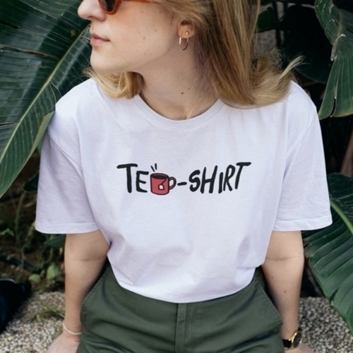 White Cotton Printed T Shirt