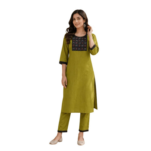 Green Pure Cotton Emboidery Work 2 Piece Kurti