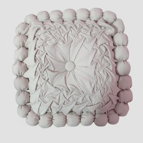 Bubble Border Flower Knot Cushion