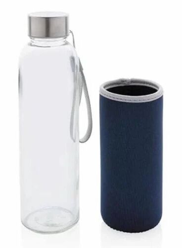 Transparent Glass Water Bottle With Pouch