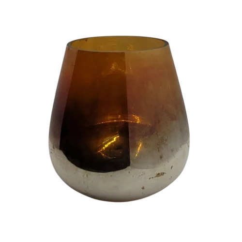 5 Inches Golden Glass Candle Holder