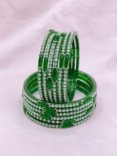 Glass Bangles With Stones - Gender: Women