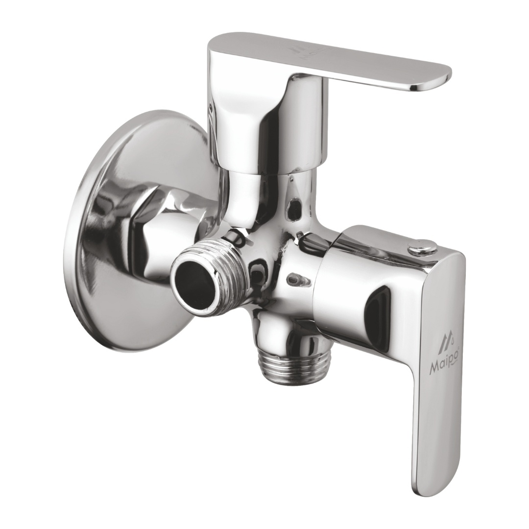 Honey Brass 2 Way Angle Valve With Wall Flange - Color: Silver