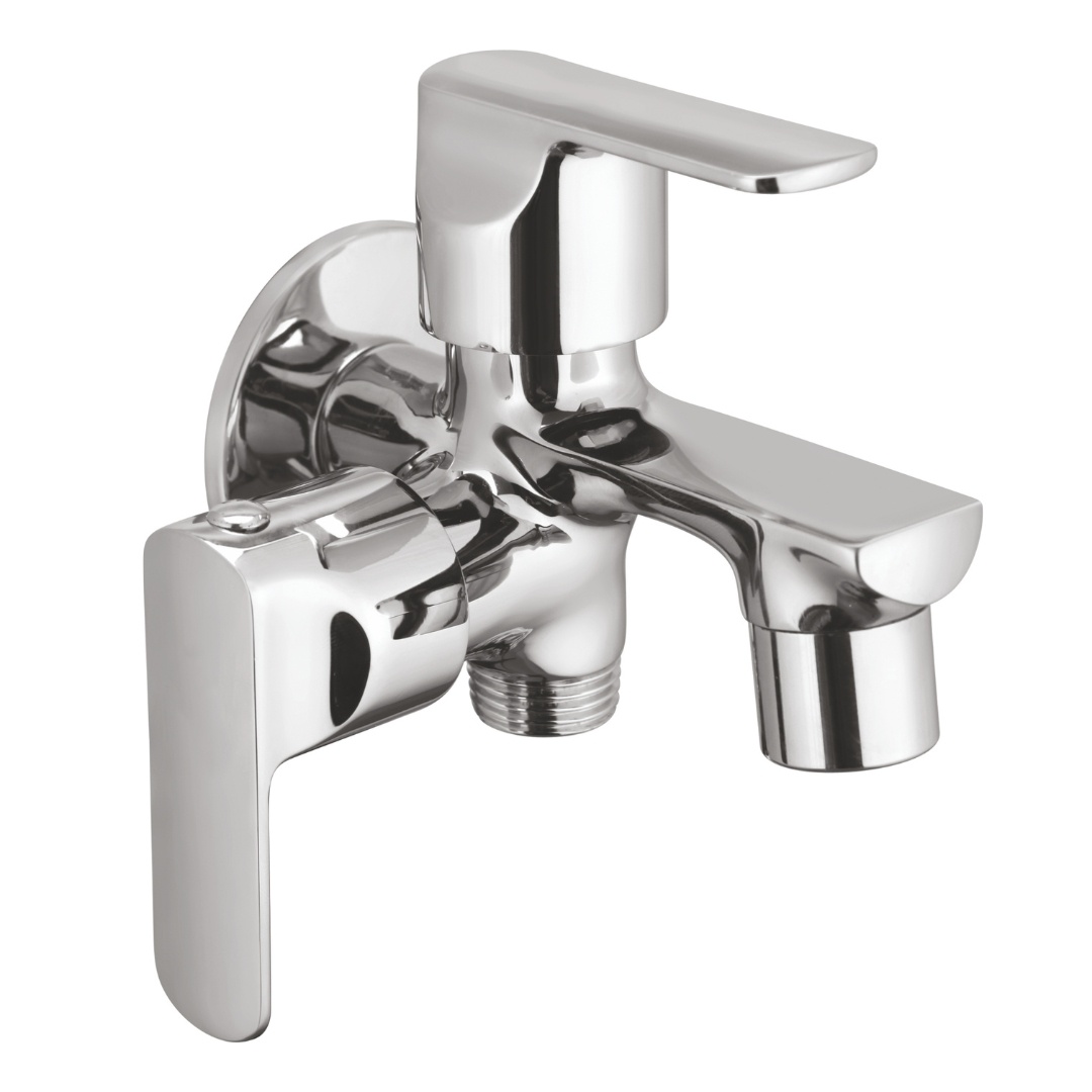 Honey Brass 2 Way Bib Cock Tap With Wall Flange - Color: Silever