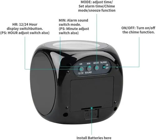 Black Digital Lcd Projection Clock With Alarm