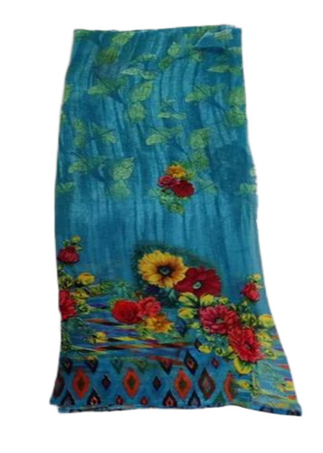 Blue Floral Printed Georgette Saree