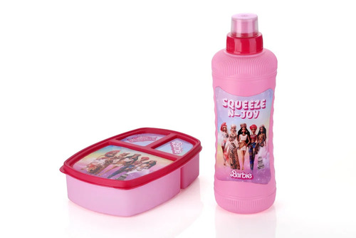 प्लास्टिक लंच बॉक्स विद बोतल (Barbie Combo)