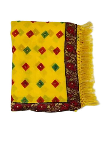 Yellow Printed Georgette Saree