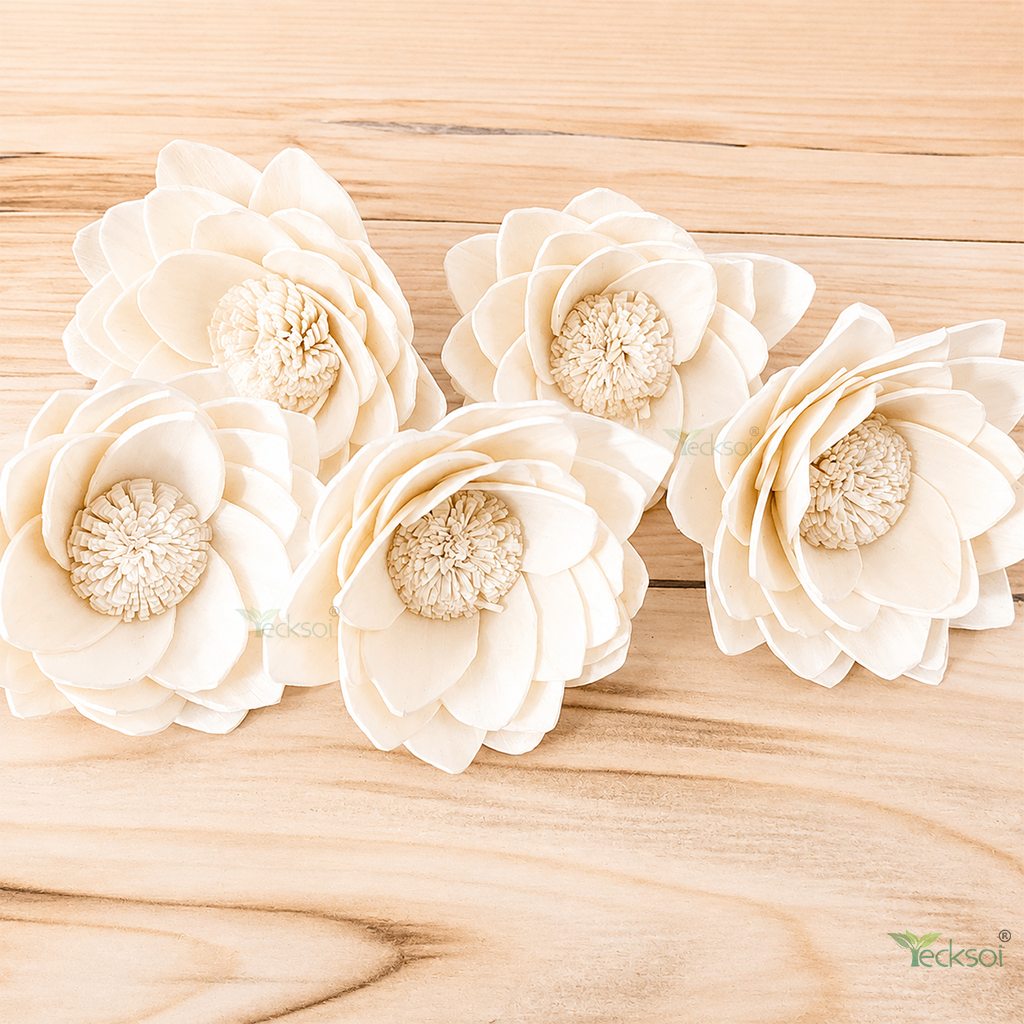 Tecksoi Florestie Sola Wood Flower Premium Handcrafted Floral Decor For Elegant Home & Event Styling - Color: Natural
