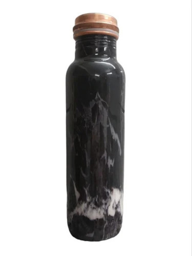 Black Meenakari Printed Copper Water Bottle