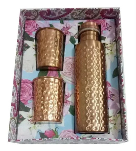 Hammered Copper Bottle Gift Set