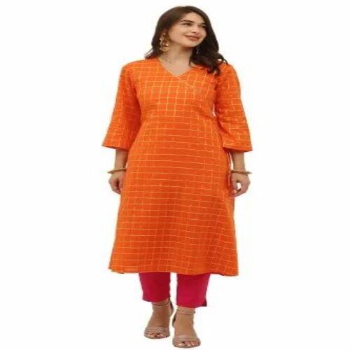 Ladies Orange Designer Kurta