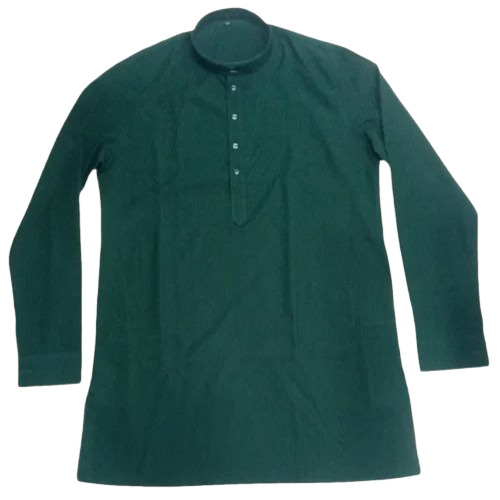 Men Plain Cotton Green Kurta