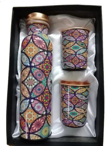 Printed Copper Bottle Gift Set By Pro Enterprises