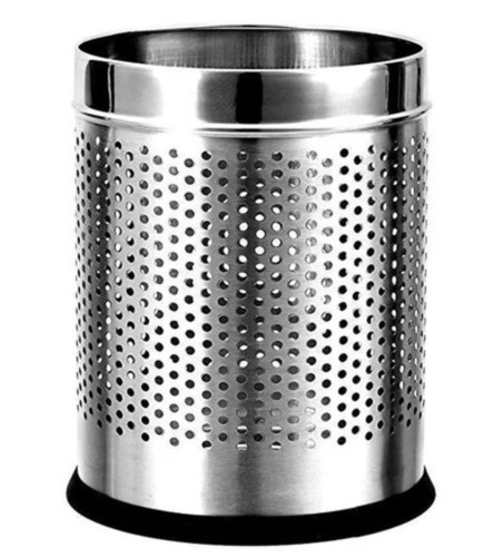 Ss Jali Dustbin 10 Ltr - Stainless Steel, 10 Litre, Silver | Open Top, Round, Office Use