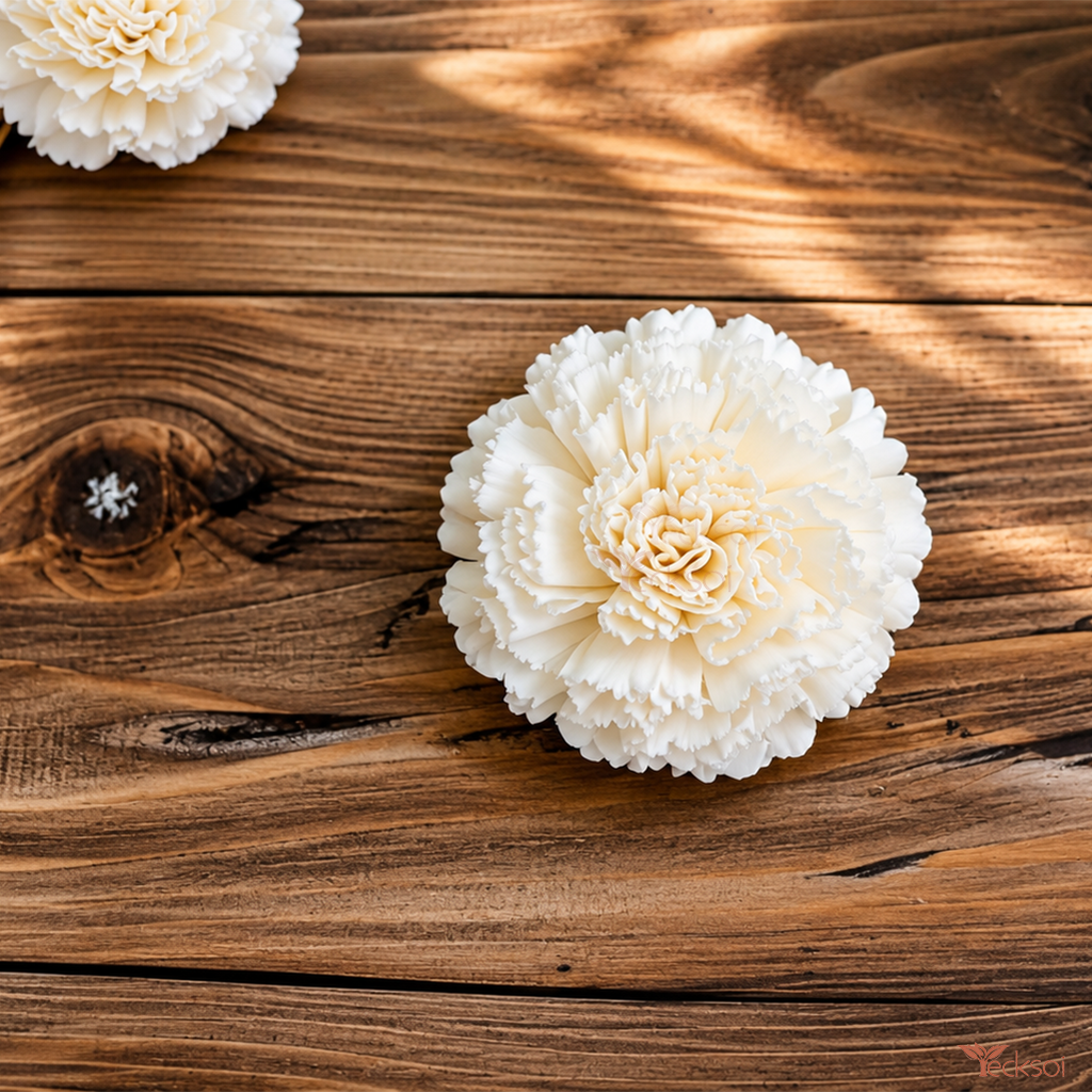 Tecksoi Handmade Carnation Sola Wood Flower - Color: Natural