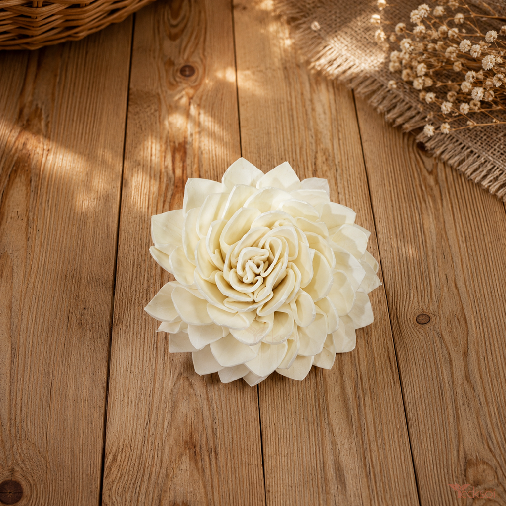 Tecksoi Handmade Dahlia Sola Wood Flower - Color: Natural