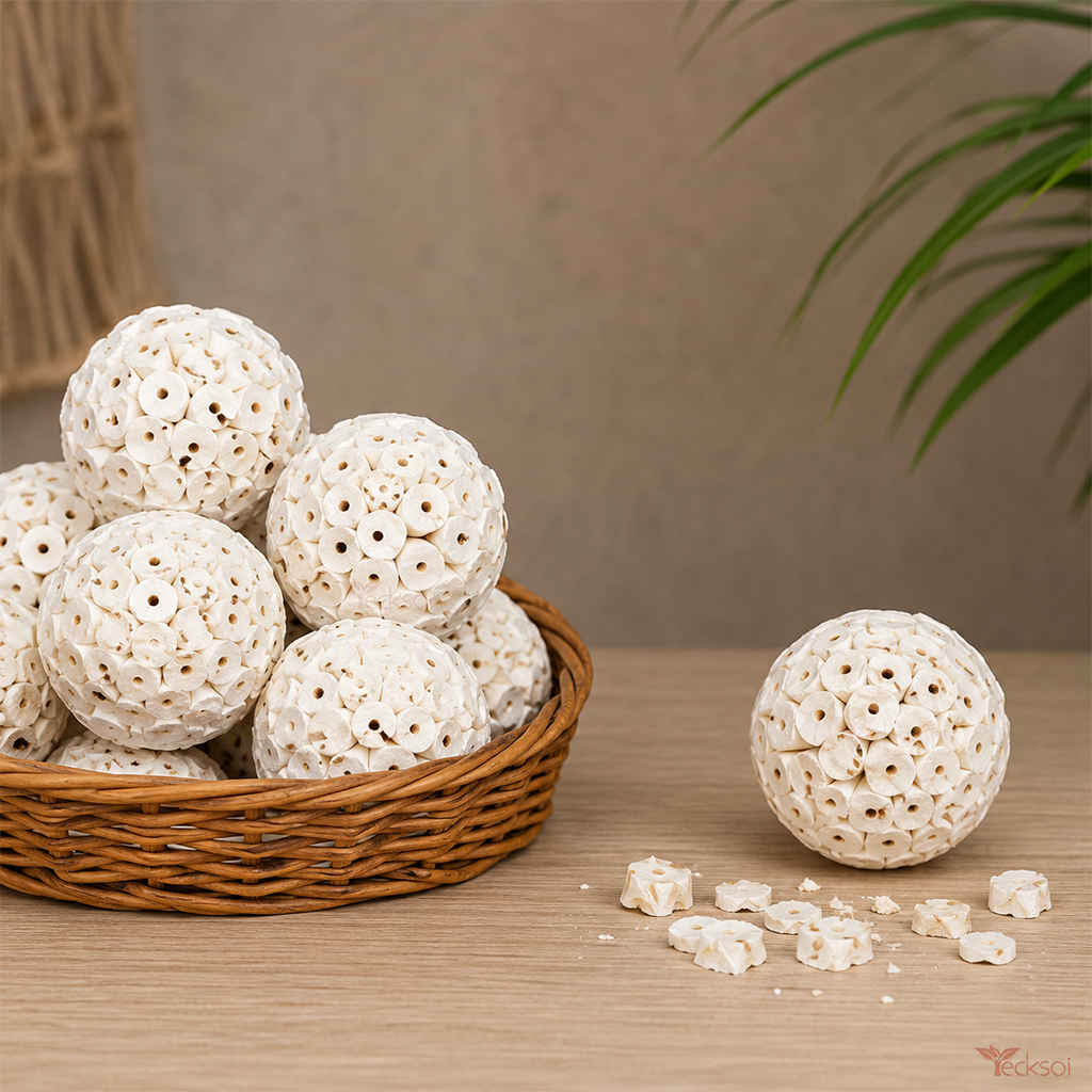 Tecksoi Natural Sola Wood Atta Ball for Dcor & Pets Toy