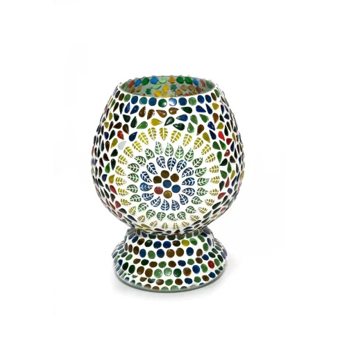 Handicraft Mushroom Dome Shaped Table Lamp - Glass, 16x9x21 Cm, Multicolor, LED USB Powered, Gravity Sensor