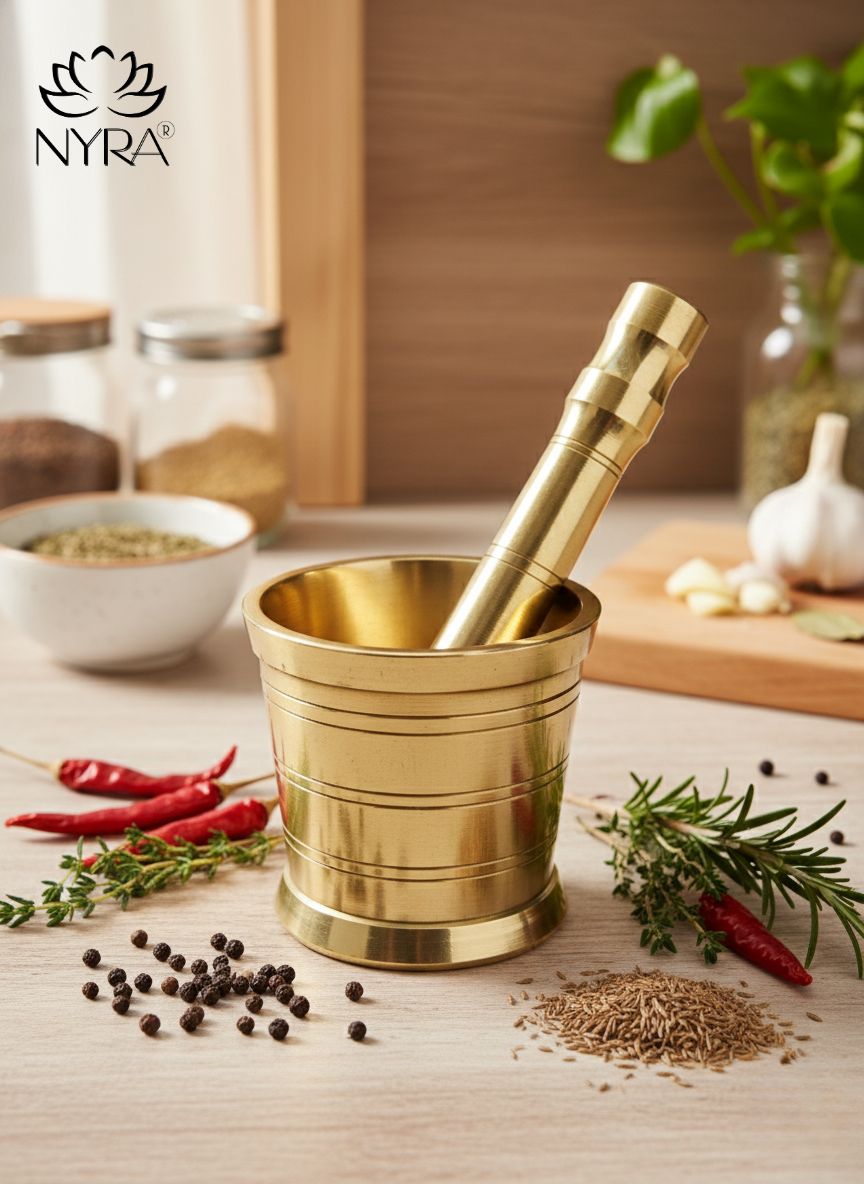 Peetal Khal Batta For Spices Small Size - Color: Golden