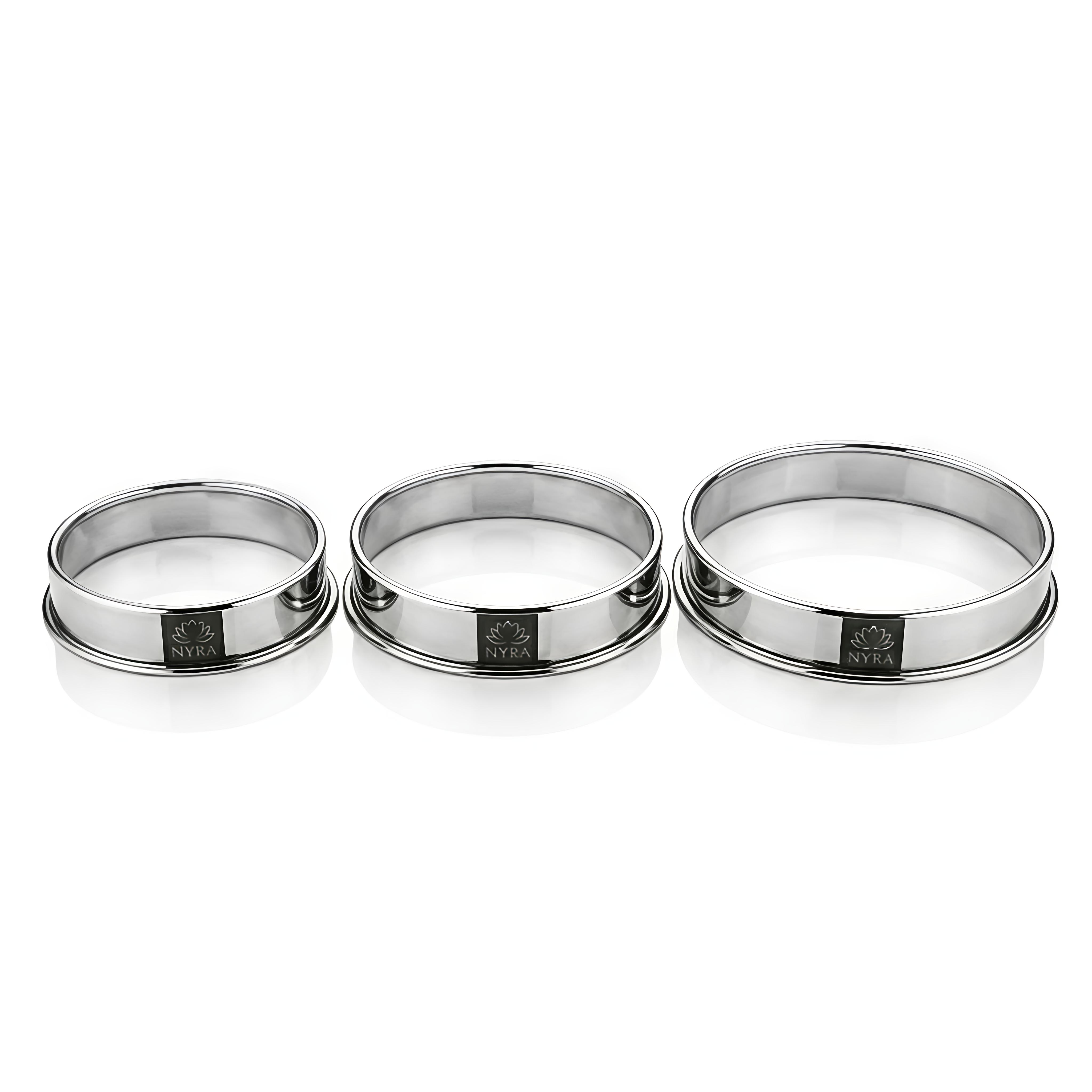 Steel Round Hot Pot Stand Matka Ring For Kitchen Set Of 3 - Color: Silver