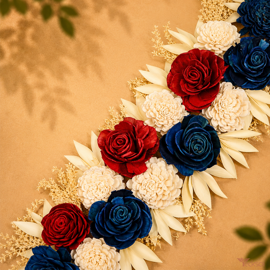 Tecksoi Colorful Welcome Toran Sustainable Sola Flower & Palm Leaves - Color: Ixed