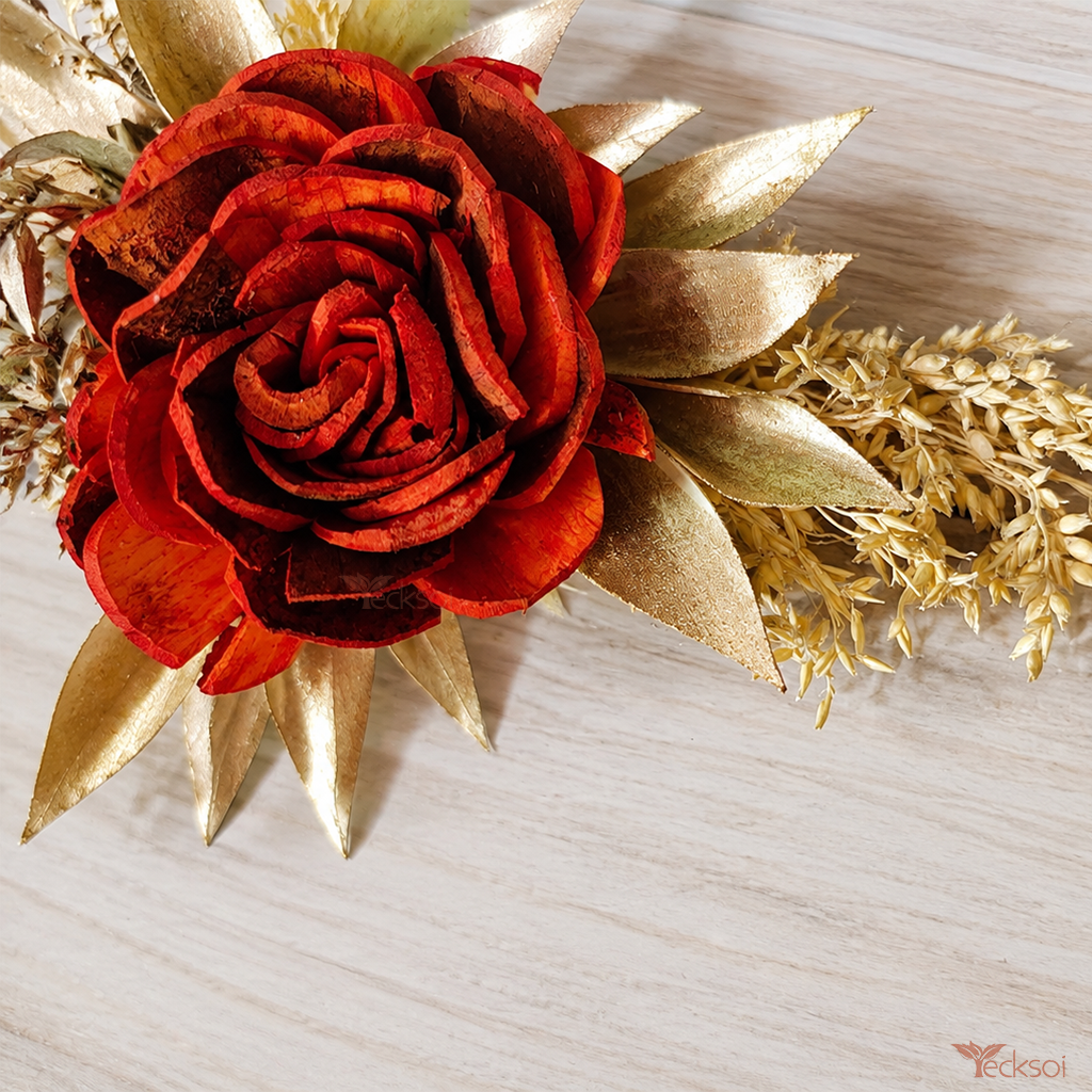 Tecksoi Decorative Flower Branches Sola Wood Stems For Gift Packing - Color: Red