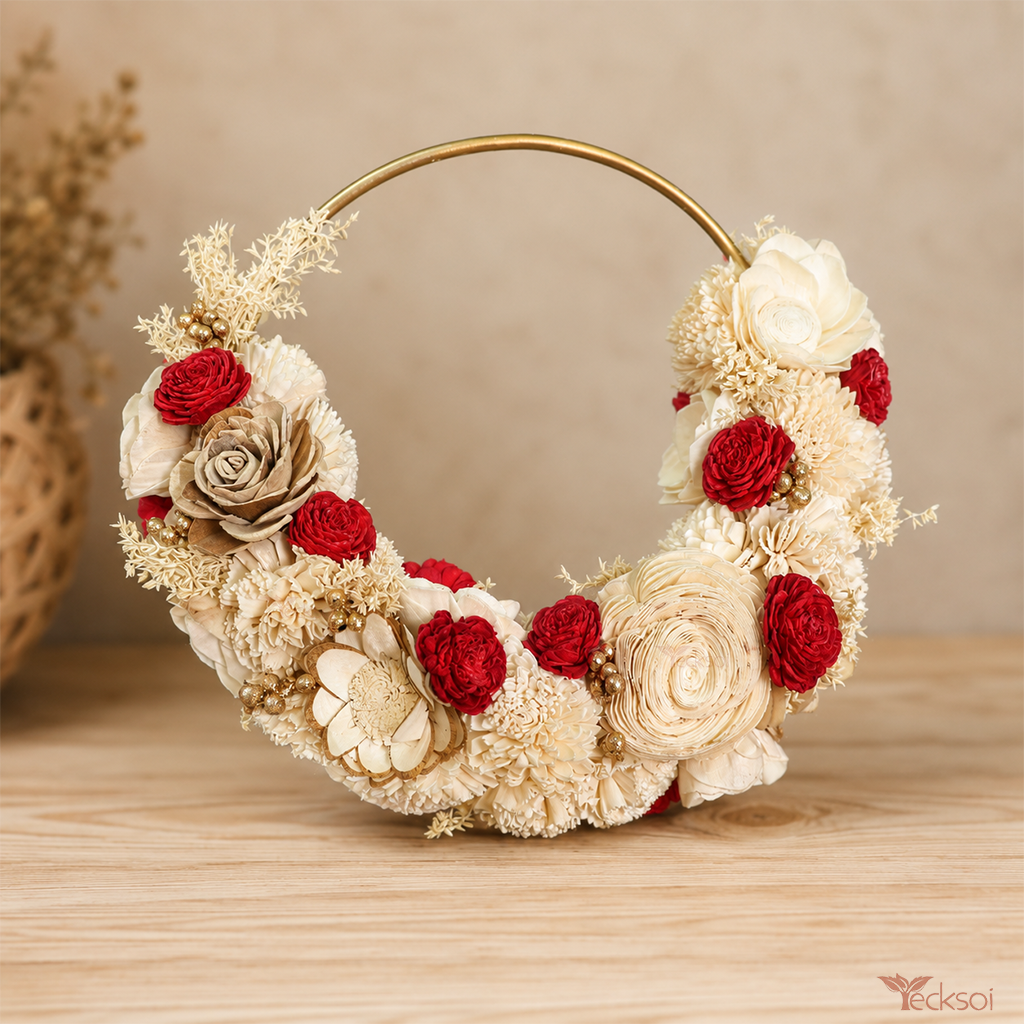 Tecksoi Golden Halo Ring Sola Wood Decorative Ring For Wall & Door