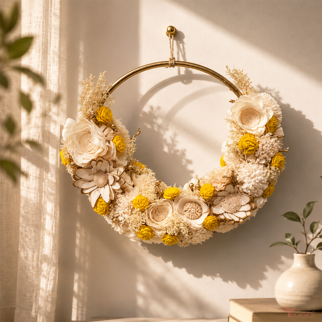 Tecksoi Moonlight Halo Ring Semi Circle Sola Flower Ring Boho Decor