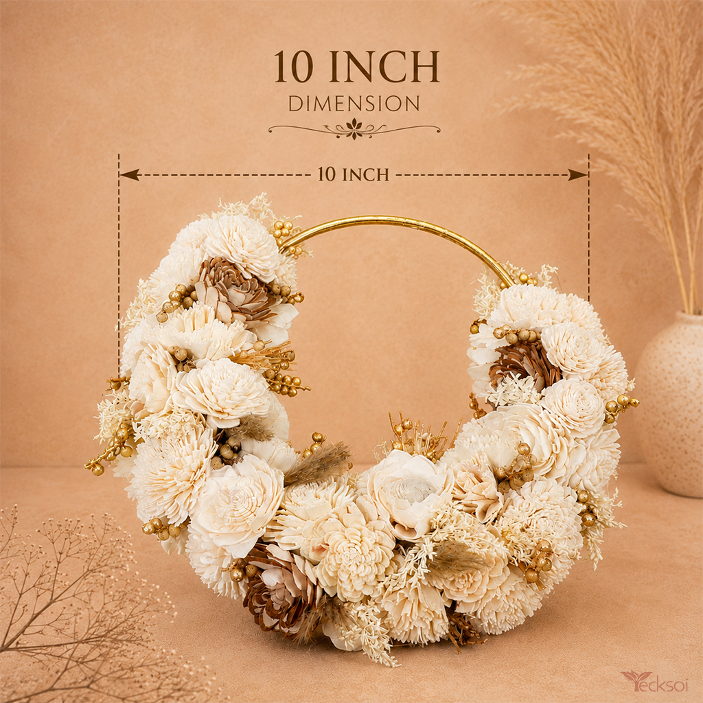 Tecksoi Premium Golden Ring Handmade Sola Wood Flower - Color: Natural