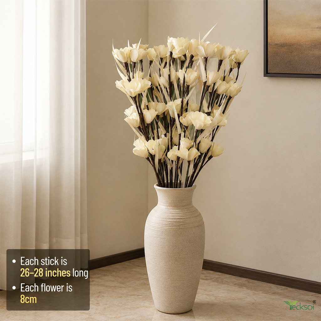 Tecksoi White Palm Daisy Flower Sticks - Color: Natural