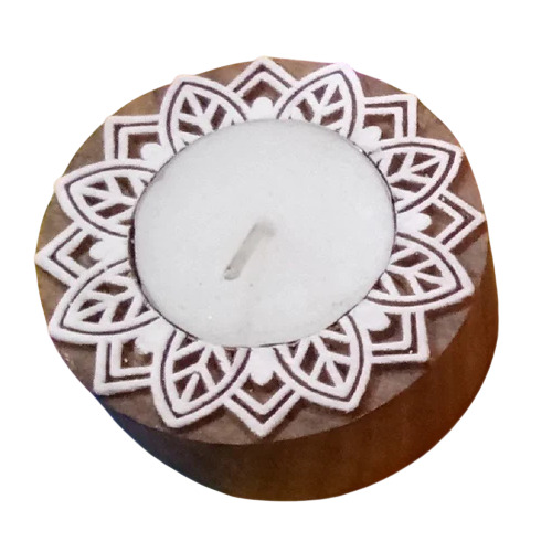 Wooden Block Tea Light Candle Holder