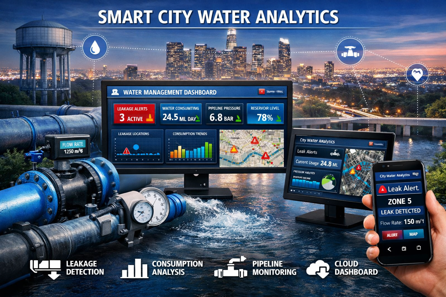 Smart Water Flow Control With Iot Flow Monitoring System - Accuracy: 1 %