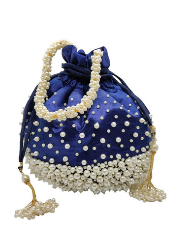 Blue Indian Bridesmaids Drawstring Potli Bag