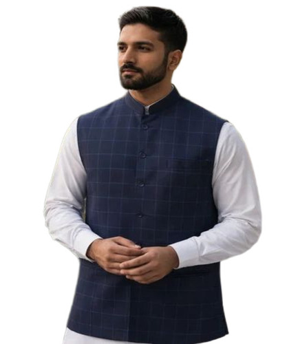 Navy Blue Men Nehru Jacket