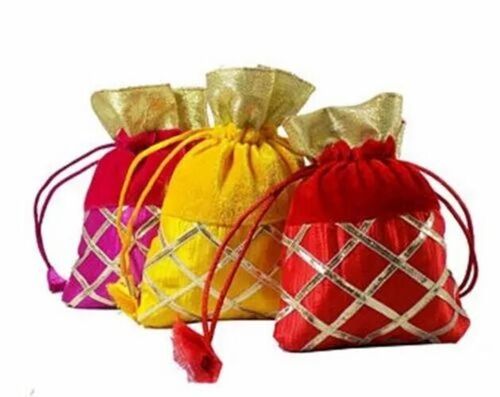 Raw Silk And Velvet Potli Bag