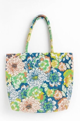 Spring Floral Cotton Canvas Tote Bags