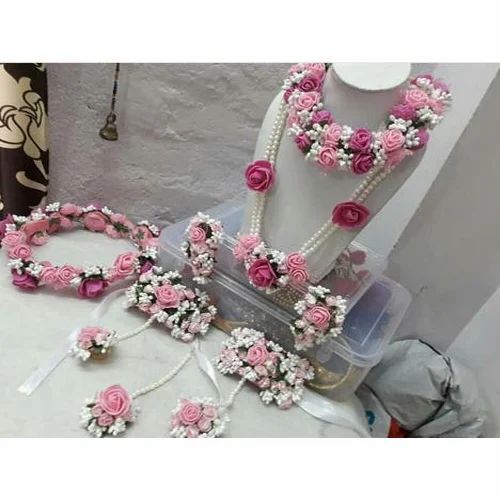 Stylist Artificial Pink Rose Jewellery Set
