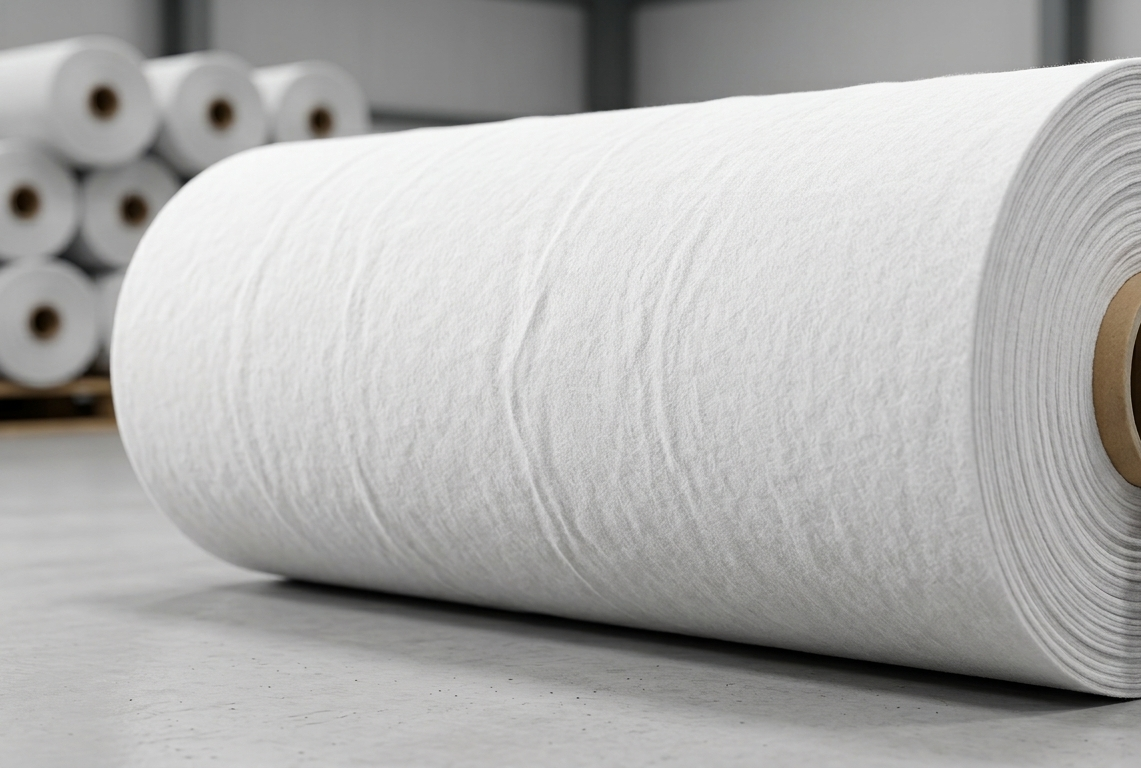 White Felt Polyester Fabric Rolls - Width: 80 To 87 Inch Inch (In)