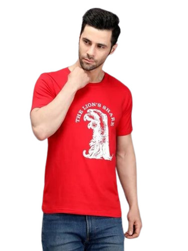 Men Red Cotton T Shirt